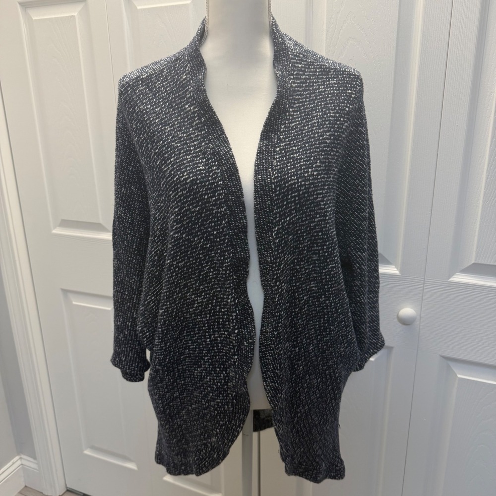 Fresh Produce Womens Navy Blue Marled Open Front Cardigan Sweater OS USA Made